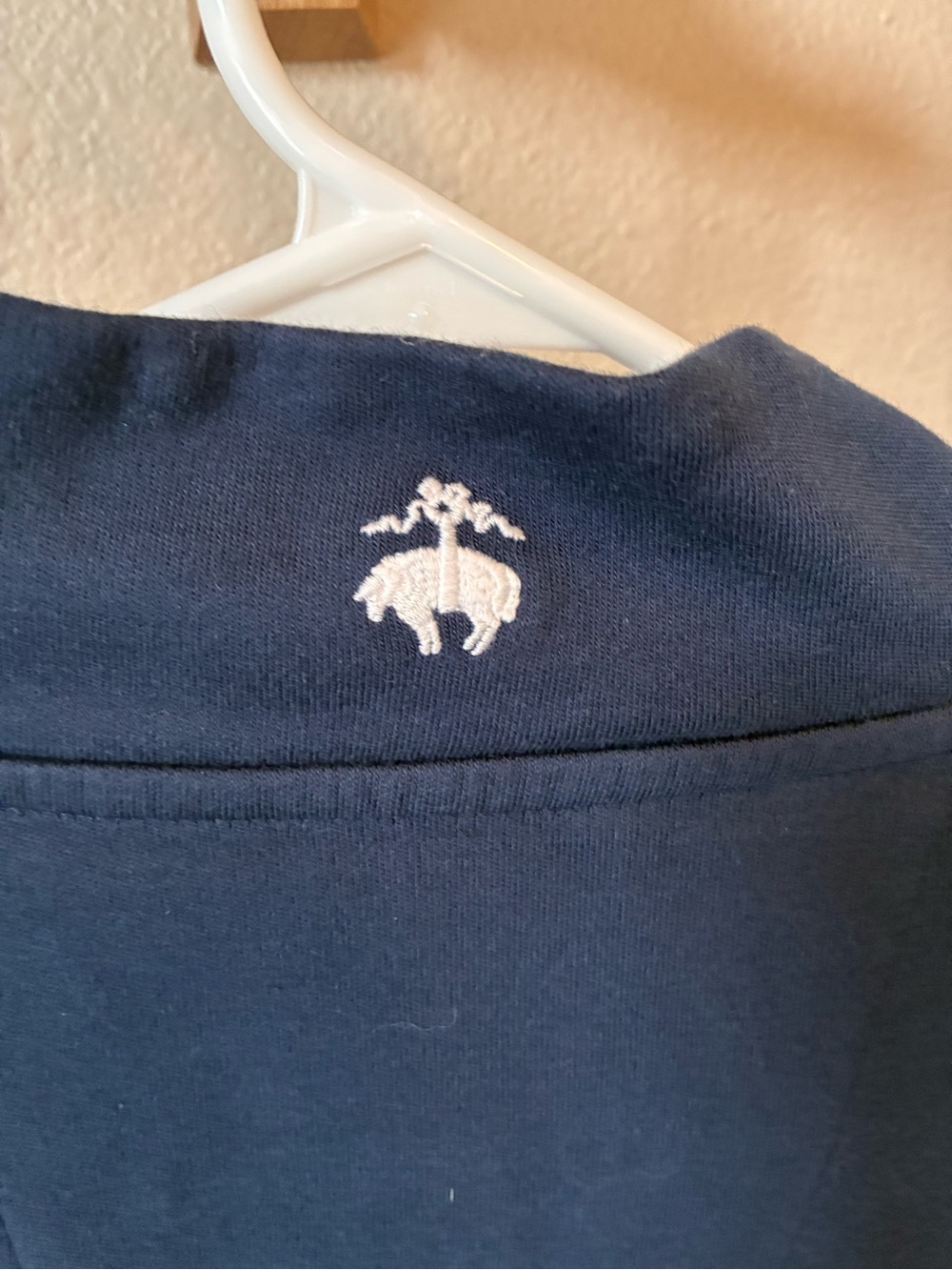 Brooks Brothers Navy and White Striped Quarter-Zip Sweater - Picture 3 of 4